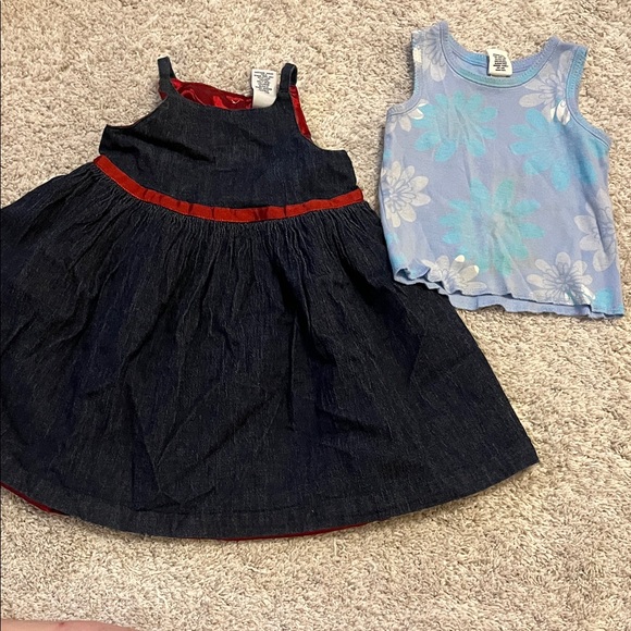 GAP Baby Denim Jumper Christmas 2003 Dress with Red Silky Lining12-18 months - Picture 2 of 14